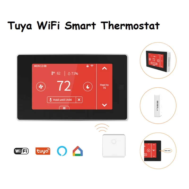 Imagem -03 - Tuya-termostato Smart Wifi Display Lcd Tela Sensível ao Toque Controlador de Temperatura Aquecimento de Piso Elétrico Caldeira de Água e Gás