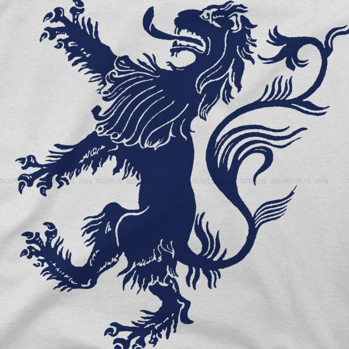 Camiseta de algodão azul marinho do leão desenfreado escocês masculino, camiseta distintiva, streetwear original, hipster