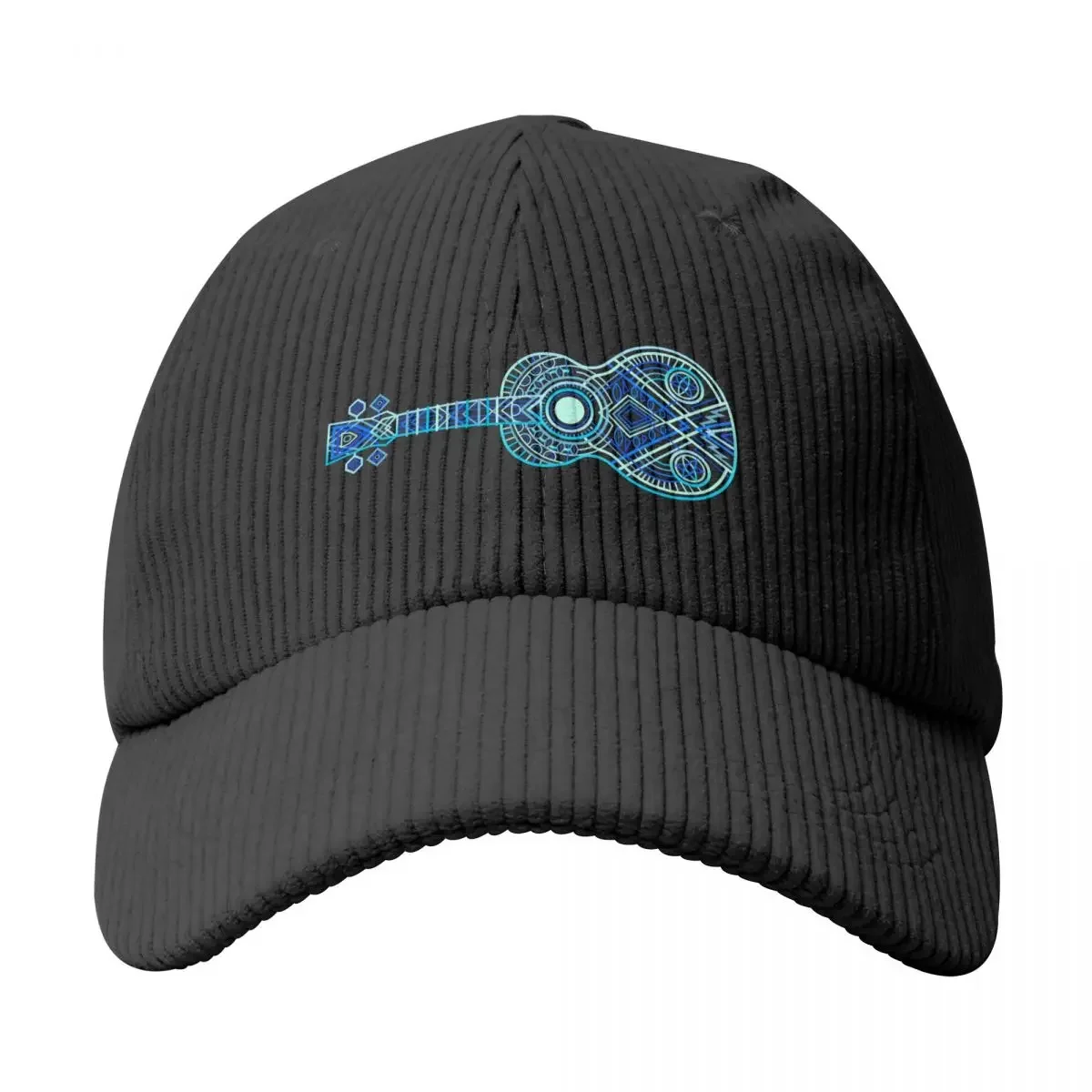 HORIZ NO TEXT 2023 String Theory 1: Bright Blues (recommended: print on dark) - 100 Days of Ukulele Corduroy Baseball Cap