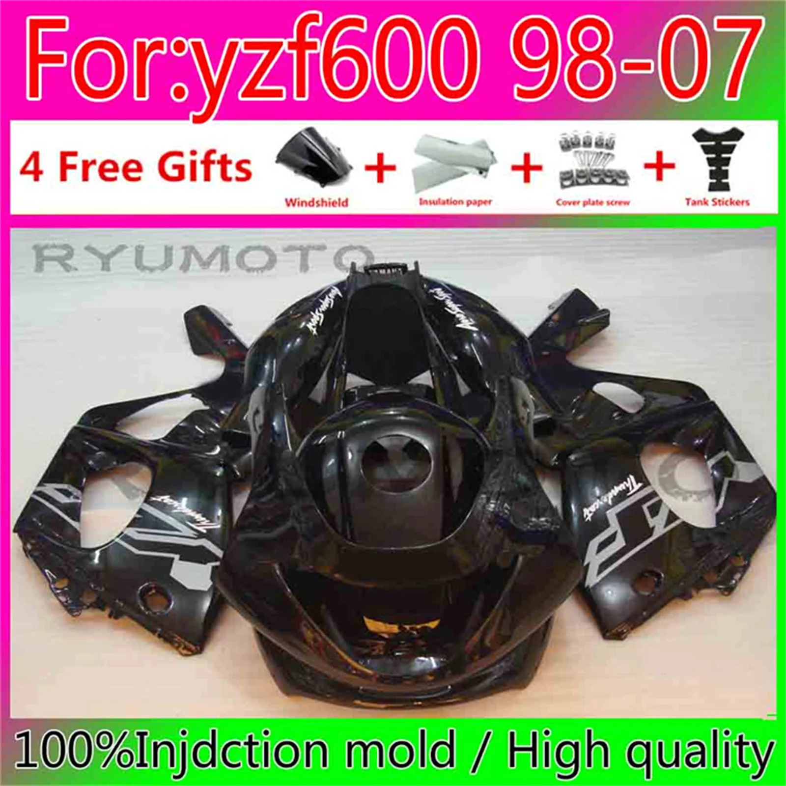 

Motorcycle Injection ABS Kit Fairings For Yamaha YZF 600 1997-2007 YZF600 97 98 99 00 01 02 03 04 05 06 07 black