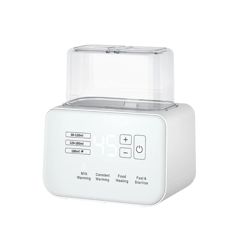 Efficiënte babyflessenwarmer met dubbele functionaliteit, fastfoodverwarming en sterilisator 0,8 l grote capaciteit QX2D