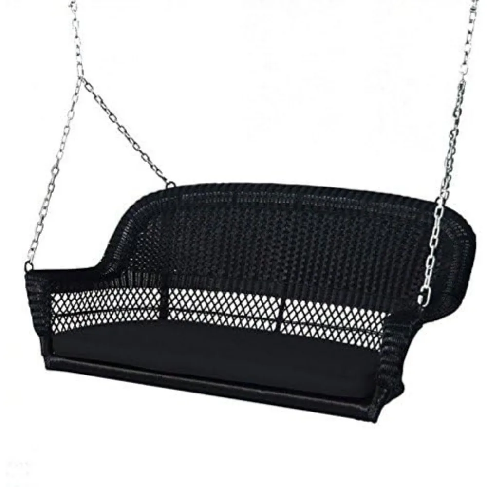 W00207S-D-FS017 Rieten verandaschommel, zwart