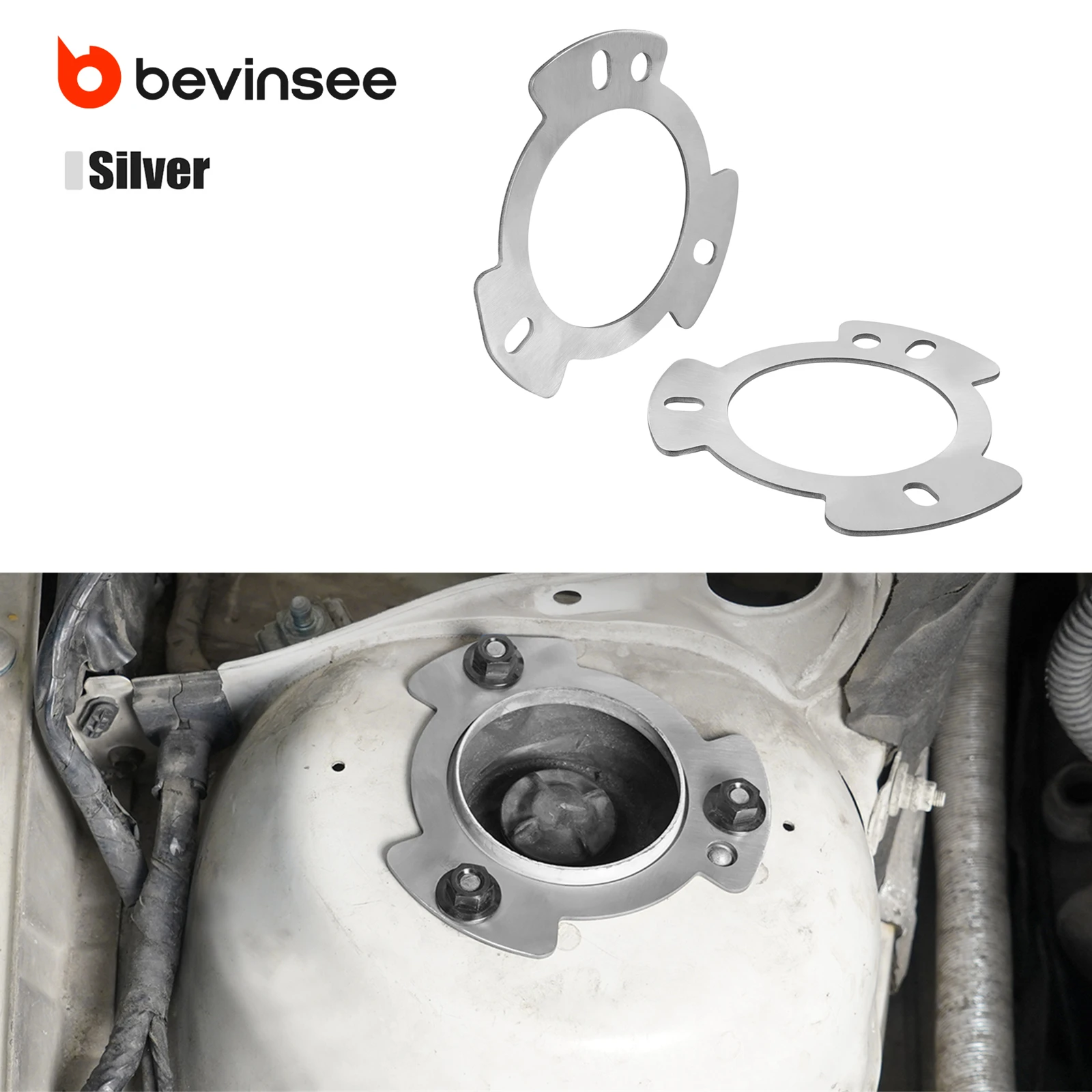 

BEVINSEE Stainless Steel Front Shock Tower Reinforcement Plates for BMW E46 323i 325i 328i 330i 323Ci 325Ci 325Xi 328Ci 330Xi