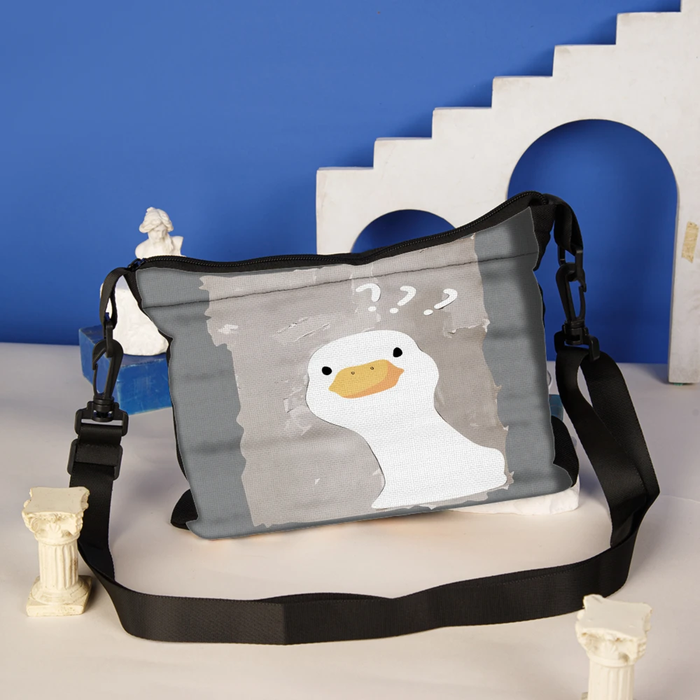 1pc Duck Print Crossbody Bag Gray With Question Mark Pattern Shoulder Bags For Women And Girls Casual Daily Use Travel School Wo