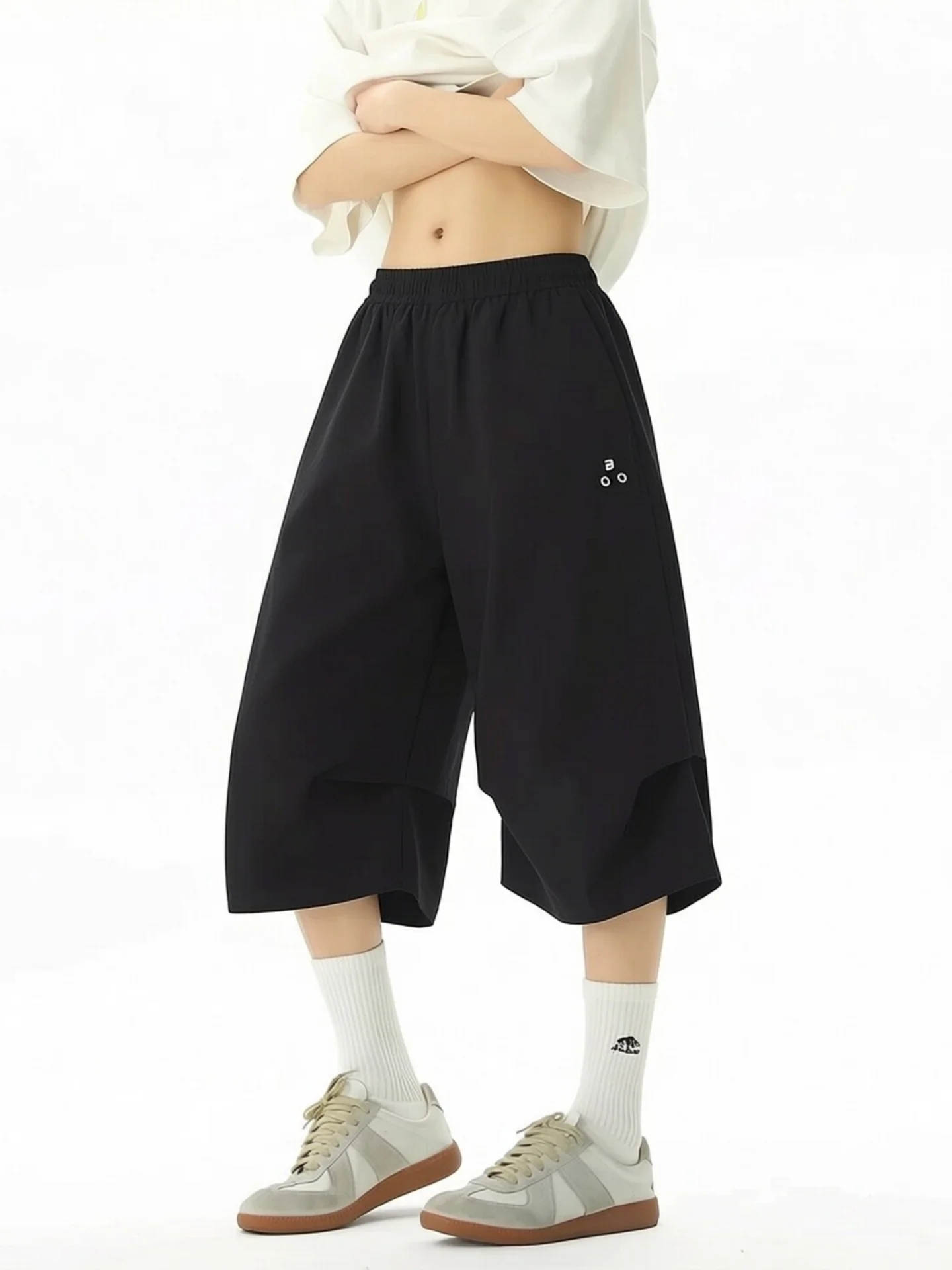 

American Style Pleated Wide Leg Paratrooper Seven-Foot Pants Men's Outdoor Waterproof Quick Dry Shorts Trendy Over-Knee Sport...
