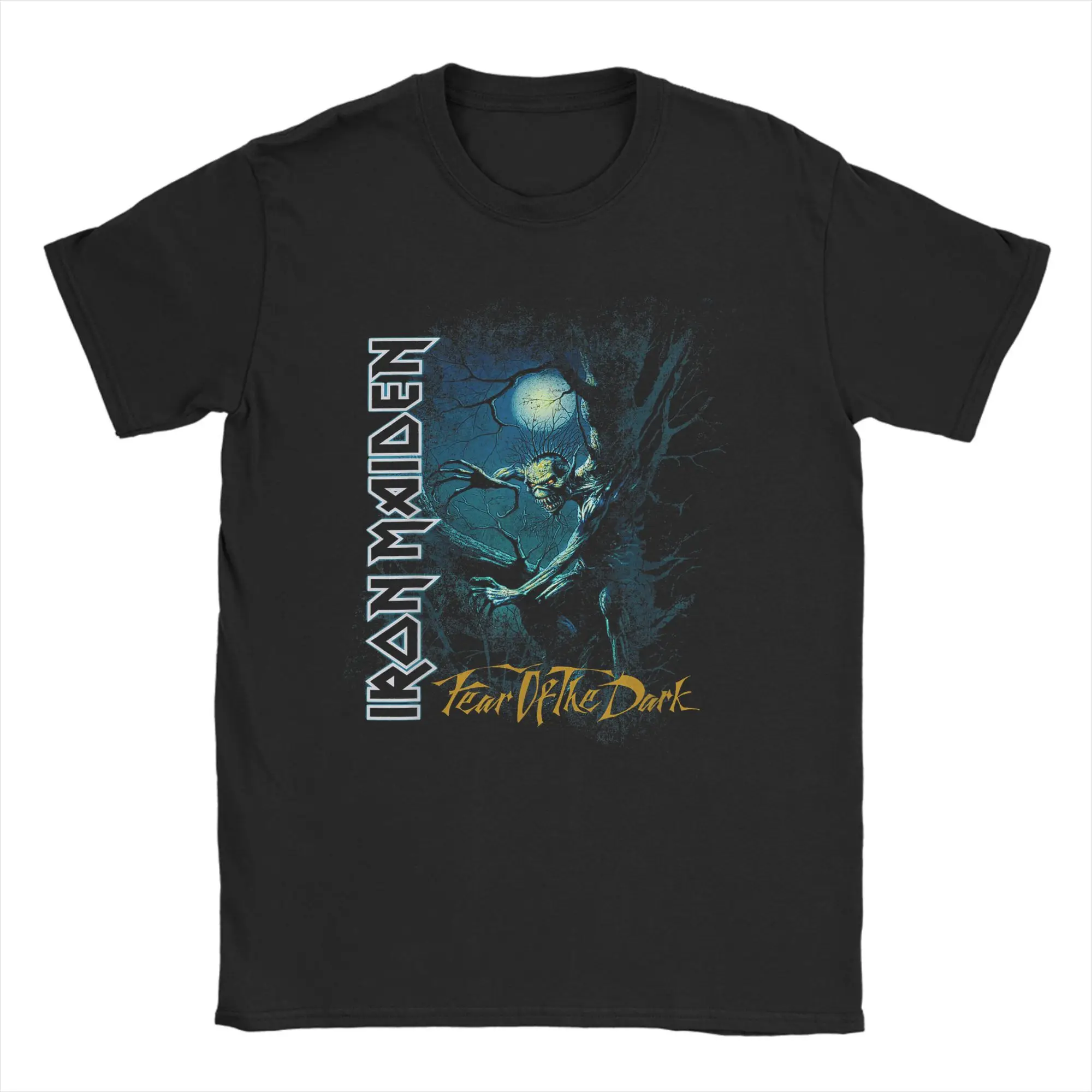 Camiseta Fear Of The Dark para hombre, camiseta informal de algodón puro con cuello redondo, camisetas de Metal pesado para planchar, ropa de manga corta de verano
