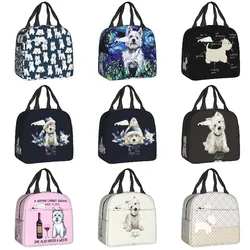 West Highland White Terrier Dog Thermal Insulated Lunch Bag Cute Westie Puppy Resuable Lunch Tote for School Food Box