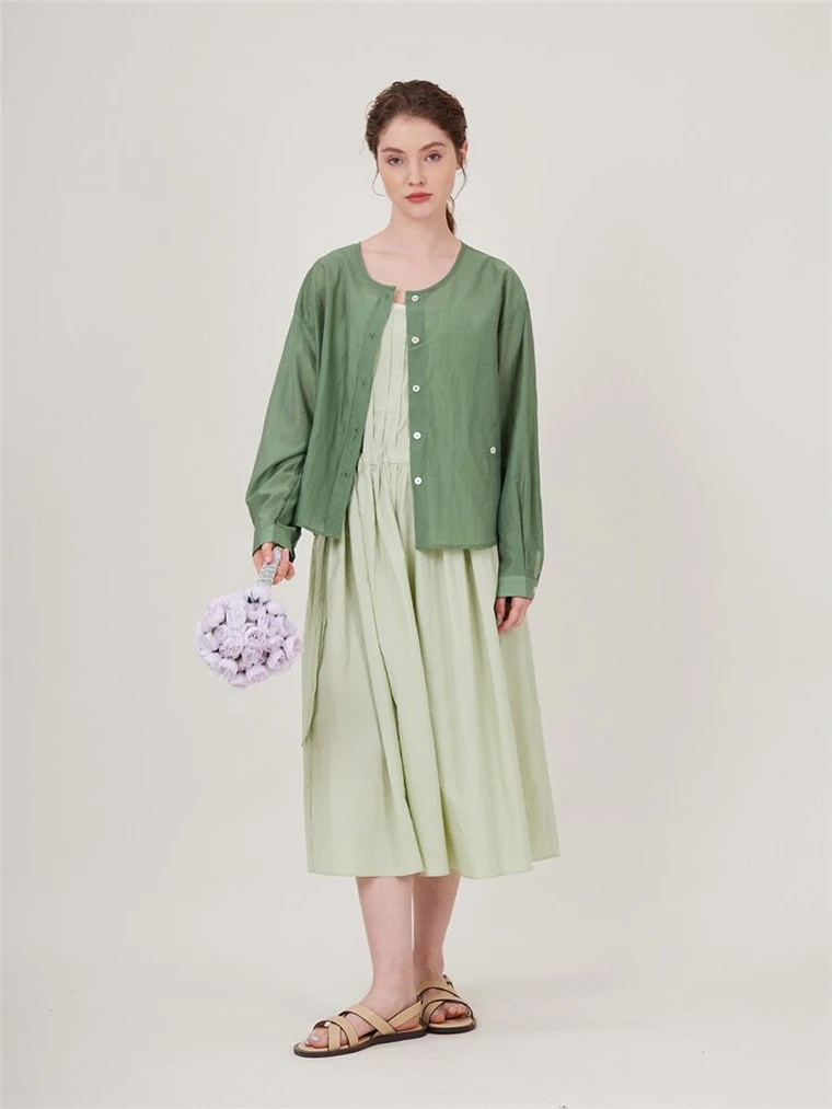 

Spring Summer 2025 Women Shirt Loose Elegant Blouses for Women Long Sleeve Solid lightweight Soft Shirts Female Chic Thin Coat