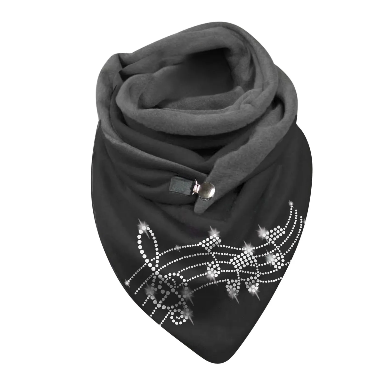 Fashion Scarf Graphic Music Note Print Square Scarves With Button Clasp Women Winter Warm Scarf Female Neck Warmer Blanket Wraps