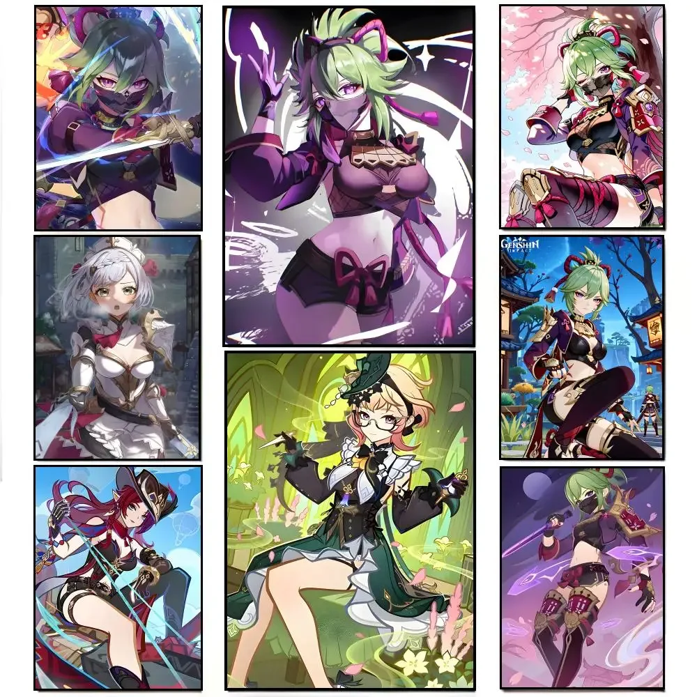 Game OpenWorld G-Genshin Impact Kuki Shinobu Poster Poster HD  Waterproof Wall  Bar Living Room Decor Gift
