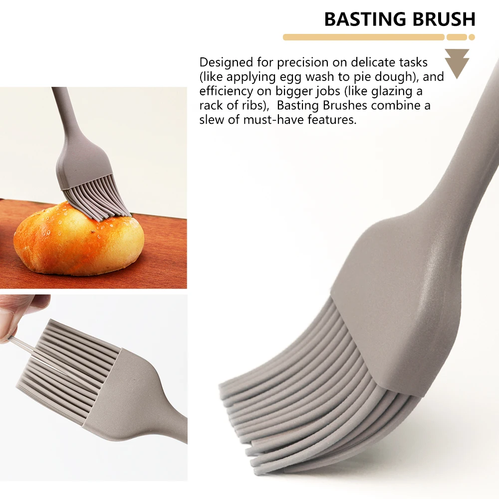 6 Pcs Premium Silicone Spatula Set Heat Resistant Non-Stick Kitchen Spoonula Spreader Brush with Seamless one-piece design