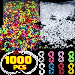 100/1000pcs S Clip Rubber Band Lock Hook for Charm Loom Gummies Elastic Bracelet Fefillb Diy Jewelry Making Supplies Accessories