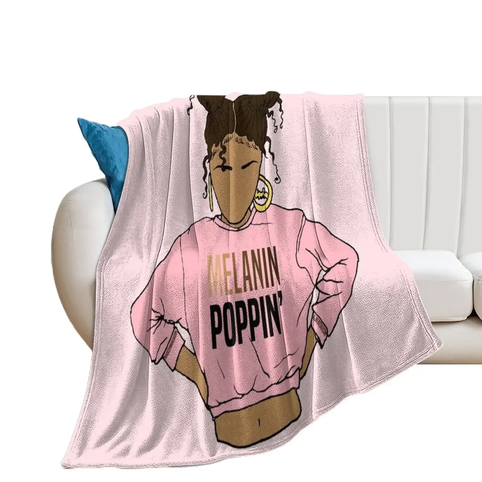 2BUNZ (MELANIN POPPIN') ABA Throw Blanket Soft Plush Plaid for sofa Blankets