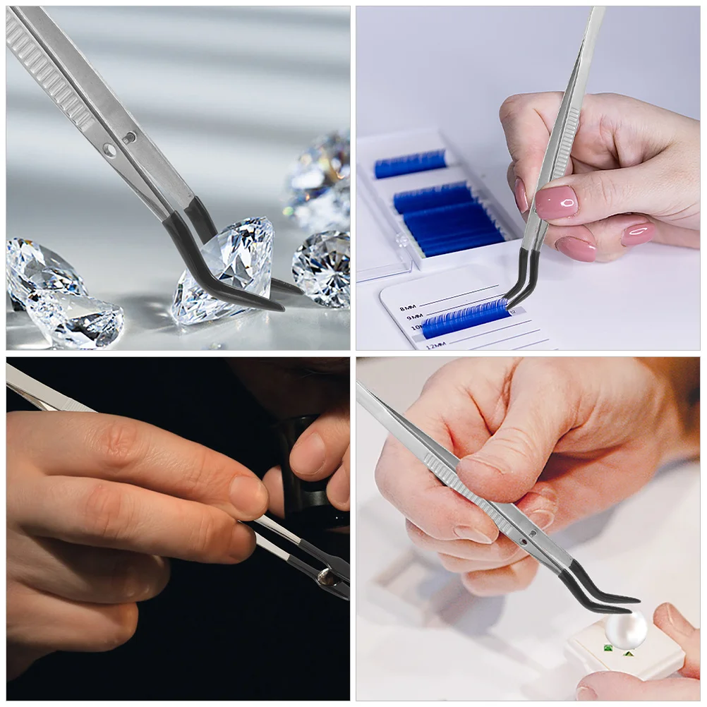 2 Stücke Edelstahl Handwerk Pinzette Stempel Sammler Werkzeuge Leichte Komfortable Grip Make-Up Wimpern Applikator Präzision Zange