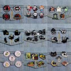 Punk Gothic Animal Enamel Pins 3-6pcs/Set Black Cat Metal Brooches Fashion Lapel Badge Backpack Clothes Jewelry Gift