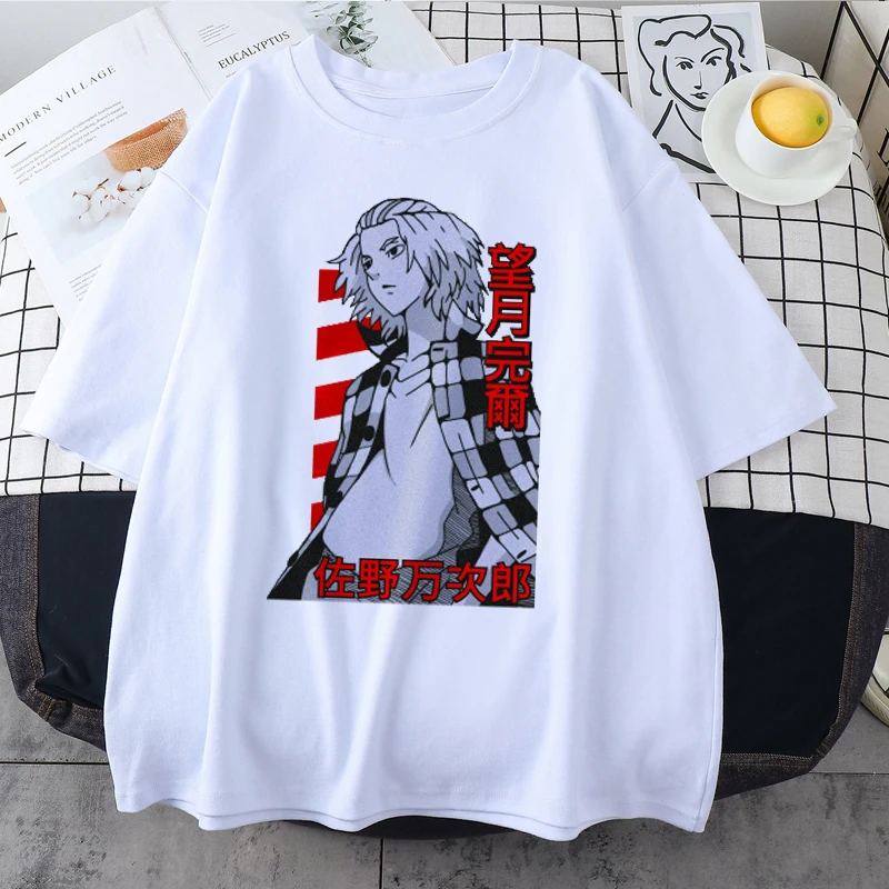 日本のユニセックス漫画Tシャツ,ウォレットスタイルのトークンの絵が描かれた男性用原宿スタイルの服