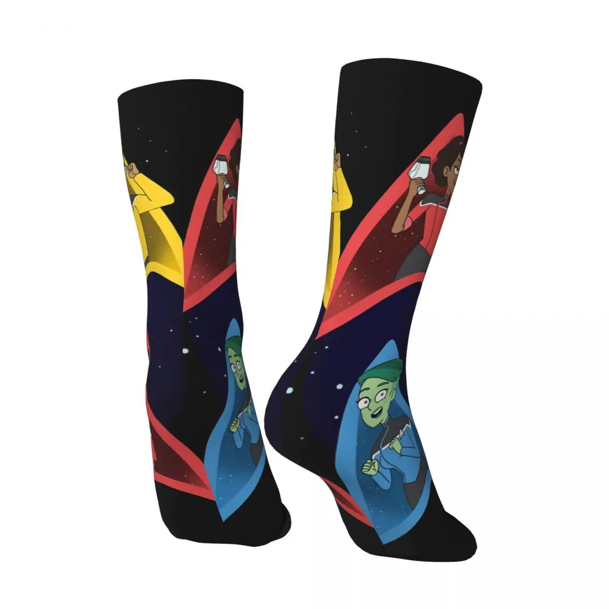 Happy Funny Fun Cartoon Men's Socks Vintage Harajuku S-Star Trek Lower Decks Hip Hop Novelty Seamless Crew Crazy Sock Gift