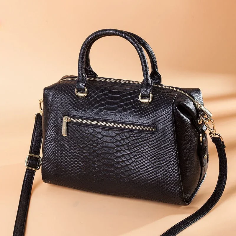 New Fashion Serpentine Pattern Women Handbags European Cow Genuine Leather Shoulder Bags Female Girl Brand Luxury Crossbody Bag