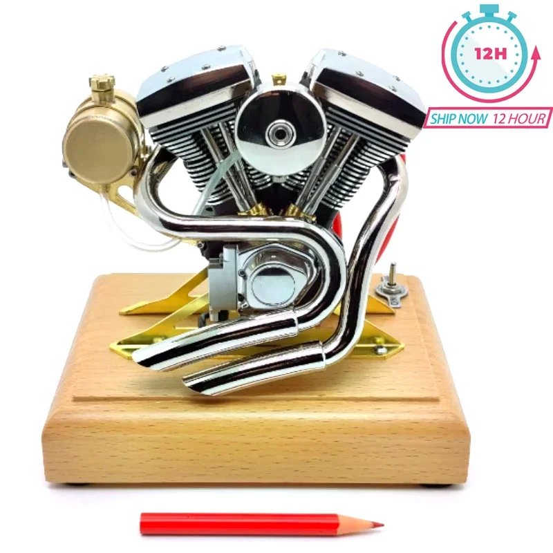 

DIY R33 Evolution 4.2CC Mini V2 Engine OHV V-Twin Motorcycle Engine Twin Cylinder Four Stroke Gasoline Engine Model Toy