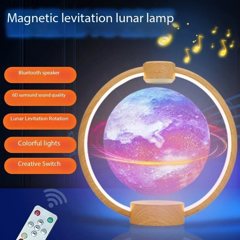 Floating Maglev Moon with Bluetooth Speaker Remote Control DC Powered for Bedside and Sound Box Moon Light Rotatable Night Light