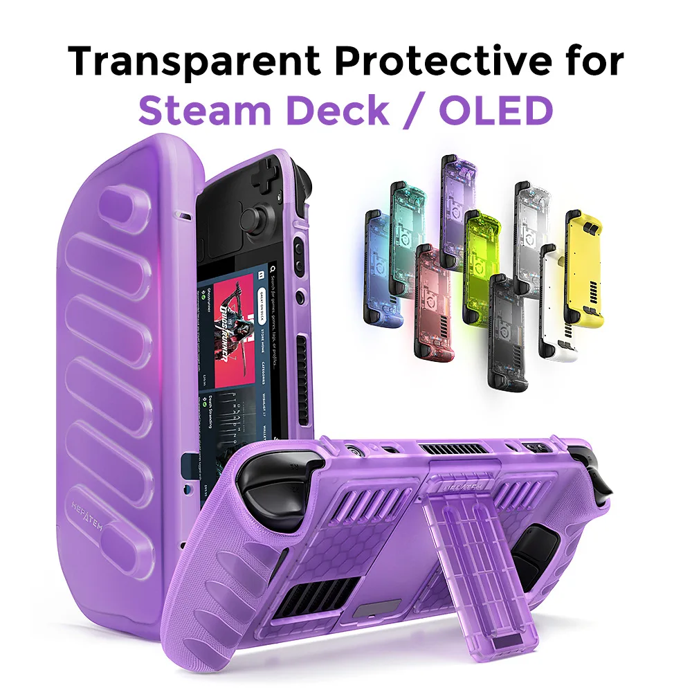 

ROGAlly Прозрачный защитный чехол из ТПУ для игровой консоли SteamDeck OLED, полное покрытие, защитный чехол на 360 градусов, аксессуар