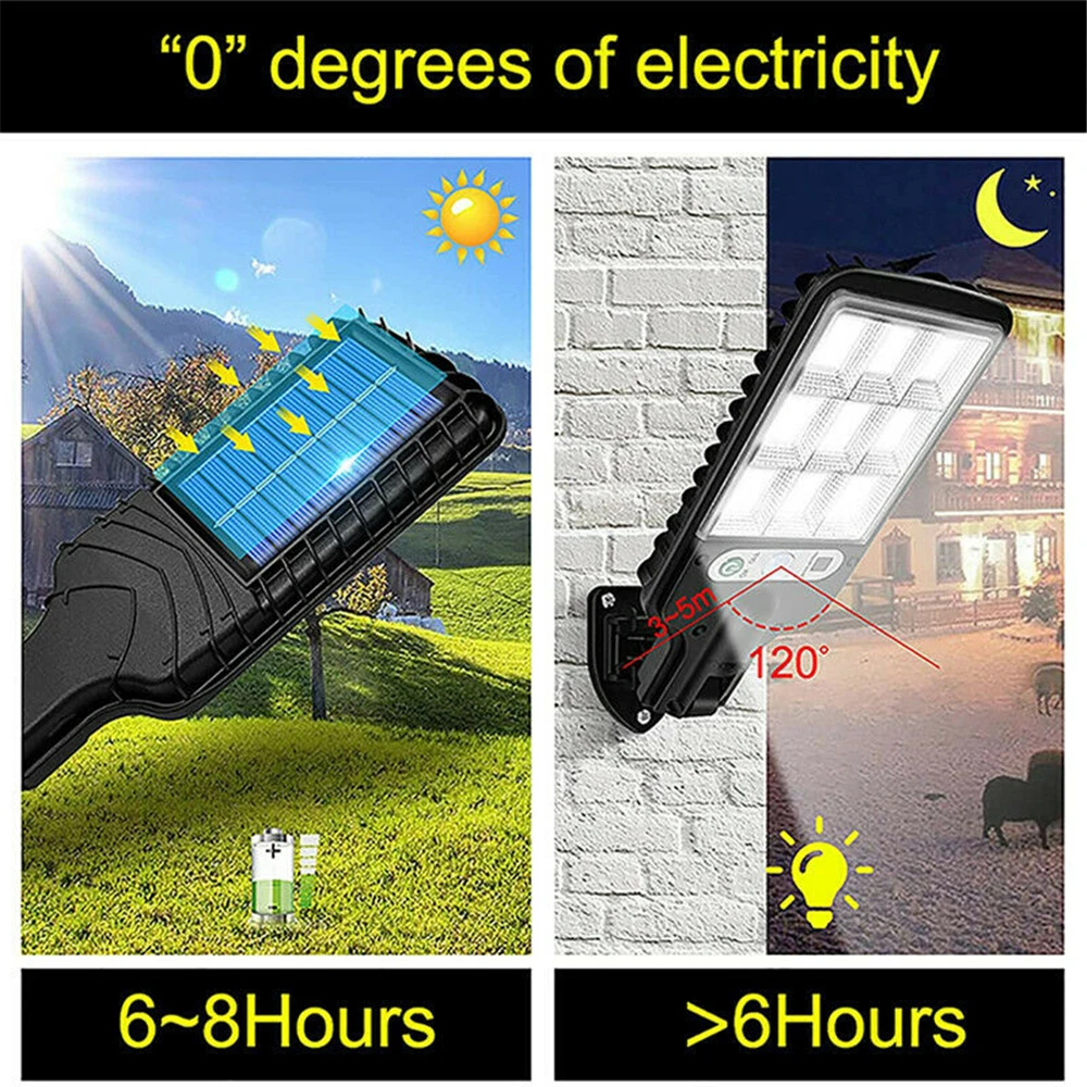 Farolas solares potentes para exteriores, lámpara Solar de 3 modos de luz, Sensor de movimiento impermeable, iluminación de seguridad para Patio, camino