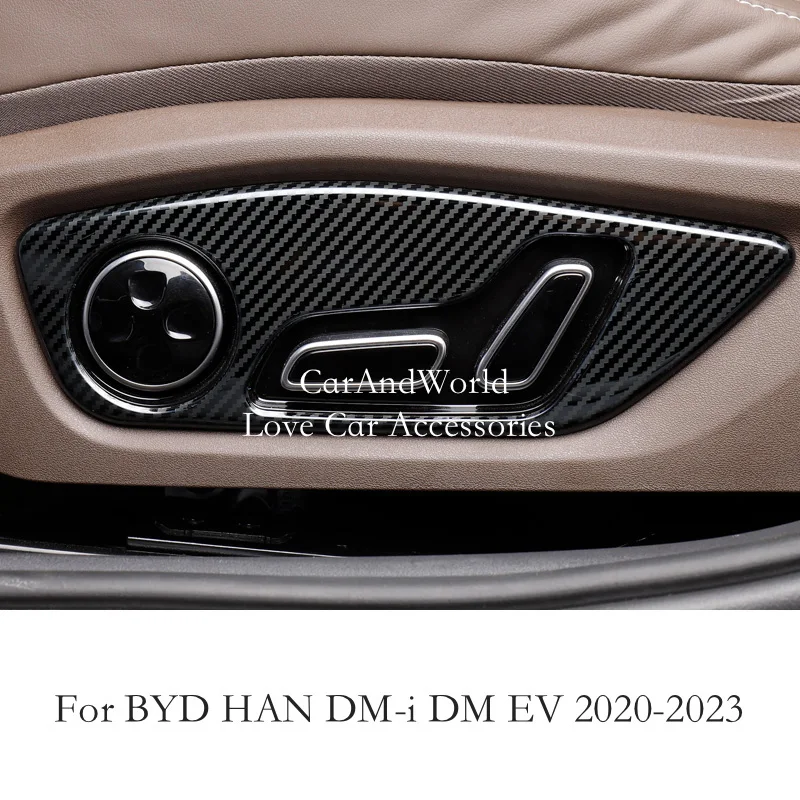 

ABS Carbon Fiber Seat Adjust Switch Button Frame Cover Interior Trims Car Garnish Accessories For BYD HAN DM-i EV 2020-2025