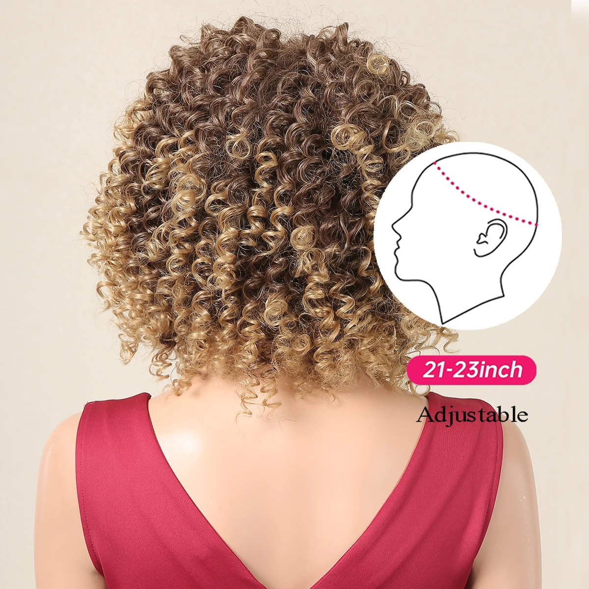 شعر مستعار الاصطناعية افرو شقراء بني اللون من HAIRCUBE للنساء شعر مستعار قصير مجعد مع شعر مزيف مقاوم للحرارة مقاوم للانفجارات بشكل يومي