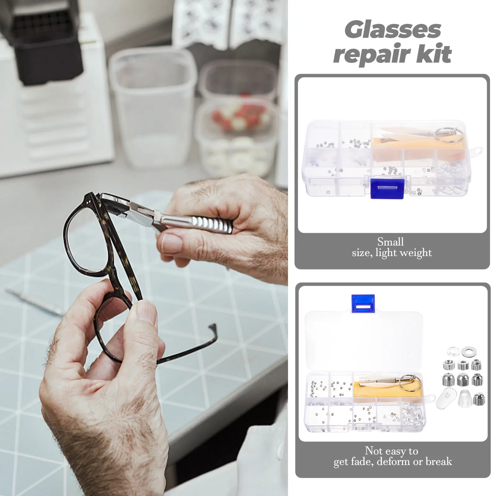 

Набор для замены винтов и гаек для очков и солнцезащитных очков, металлические винты для ремонта, совместимые с большинством оправ, регулируемые носоупоры