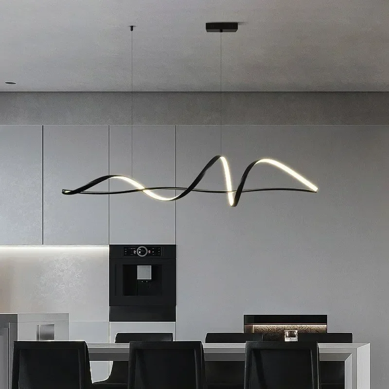 Modern LED Pendant Light Living Room Kitchen Restaurant Bar Chandelier Personalized Store Front Long Line Lamps Luster Decor