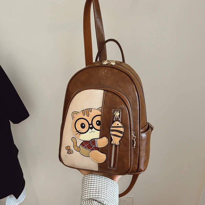 trendy retro backpack 2025 new Shoulder bag women's student backpack multifunctional backpack hand-held travel bag сумка