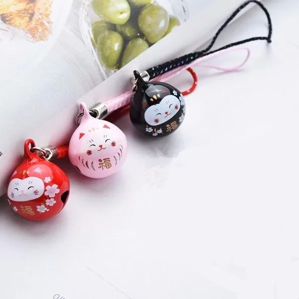 2022 New Design 1 Piece High Quality Metal Cat Bell Mobile Phone Charms Cute Anime Keychains USB Flash Drive Lanyard Strap