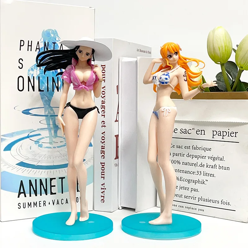 

One Piece Shining Charm Series Summer Swimwear Scene Nami Robin Empres Shirahoshi Figure Pvc Model Ornament Collectible Toy Gift