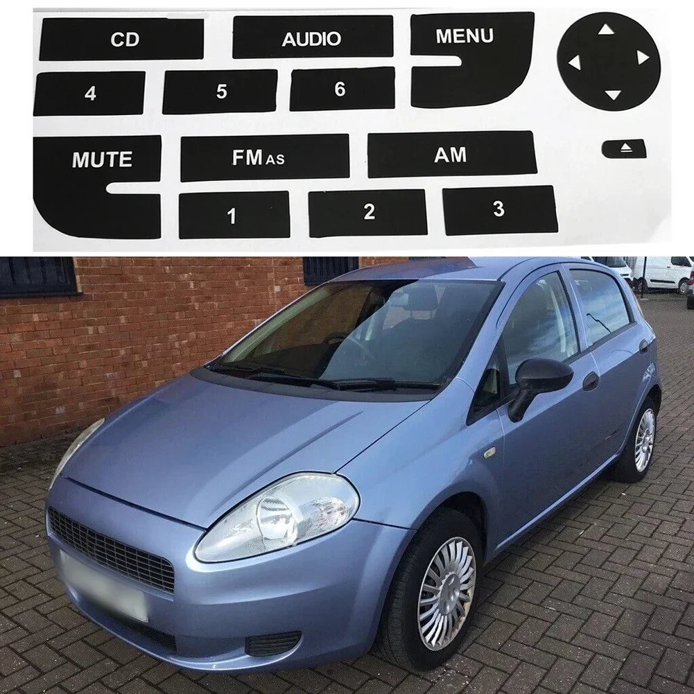 For Fiat Grand Punto Repair Decals Radio Button Accessorry Repair Stickers CD Keys Decoration Front Interior Trim Matte Black