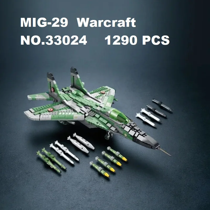 

1290 деталей мини-конструктора MIG-29 Warcraft Architecture 33024, модель для самостоятельной сборки, развивающие игрушки для детей и взрослых, подарки