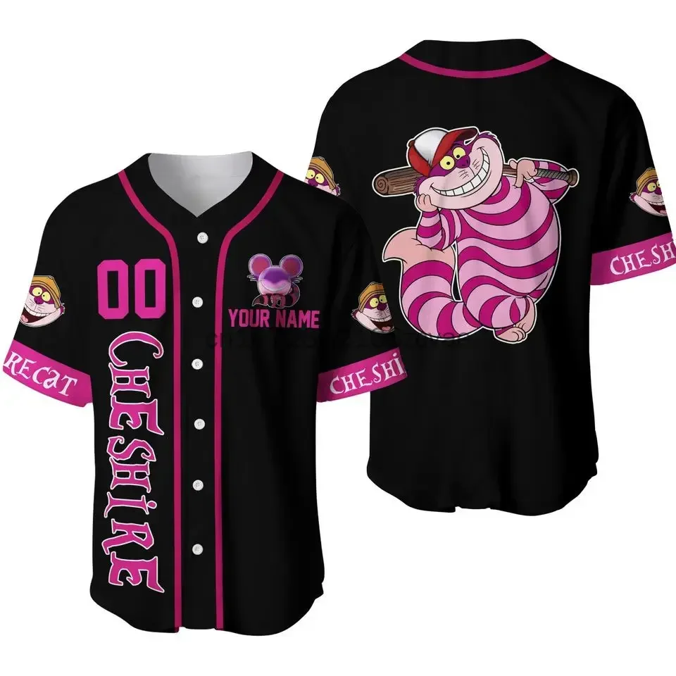 2024 New Chesire Cat Baseball Jersey Streetwear Fashion Summer Custom Name Men's And Women's Short Sleeved Baseball shirt