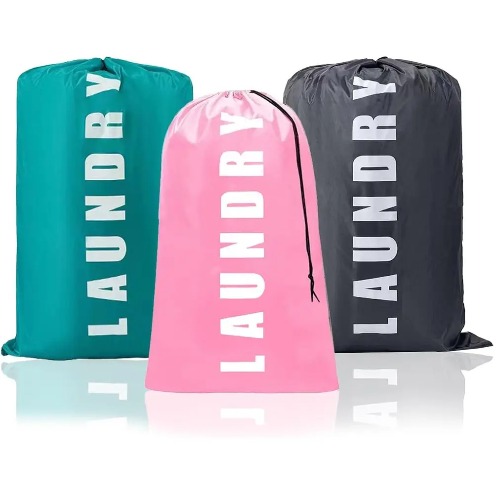 3 Pieces Dirty Clothes Bags, oldable Laundry Storage Bag, Laundry Bag with Nylon Rope Basket or Dirty Clothes, Portable oldable