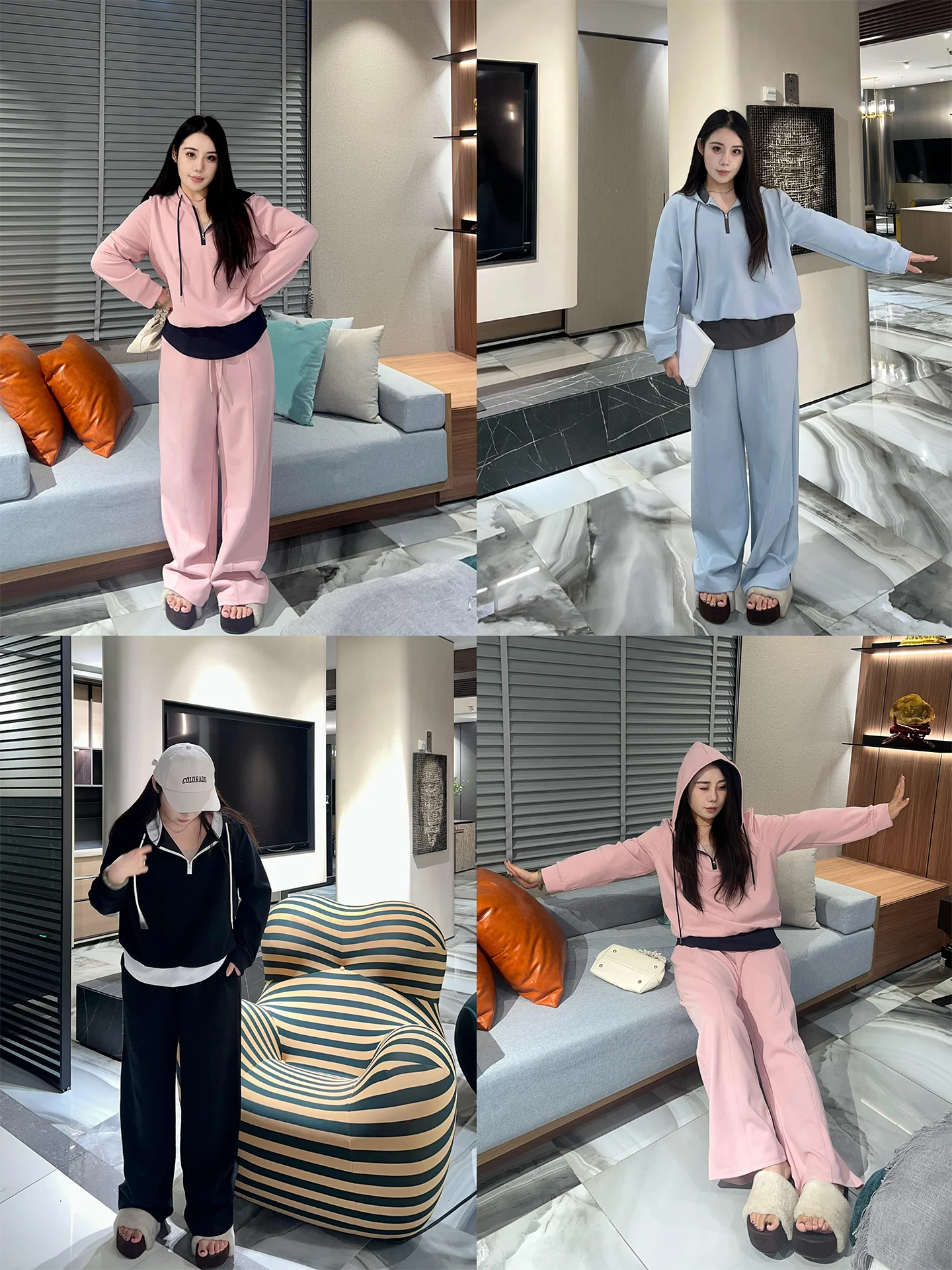 

Comfortable Loose Women's Casual Faion Set with Hood Two-Piece Ensemble for plus Size plus Size Friendly Age-Defng