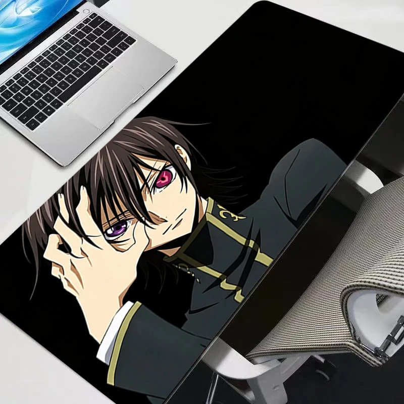 white anime Mouse Pad Gamer Essential XXL Extended Desk Mat Gaming Carpet PC Accessories Non-Slip Code Geass Laptop Mouse Pads