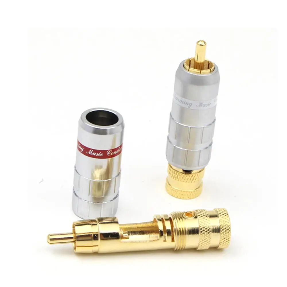 

Hifi 4pcs CMC-8236 Gold-plated HIFI RCA Plug Hi-end Self-locking A/V Connector For Diy Audio Cable