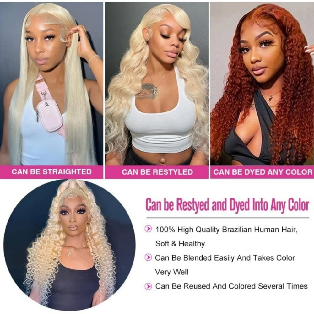 Парики из натуральных волос на кружеве, 30 дюймов, парики с глубокими волнами, 613, медовый блондин, цвет 13x4, кружевные фронтальные вьющиеся волнистые парики для женщин