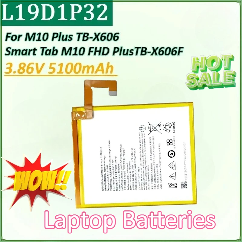 

Tablet Battery L19D1P32 3.86V 5100mAh for Lenovo Tab M10 FHD PlusTB-X606X TB-X606F TB-X606 High Quality Batteries
