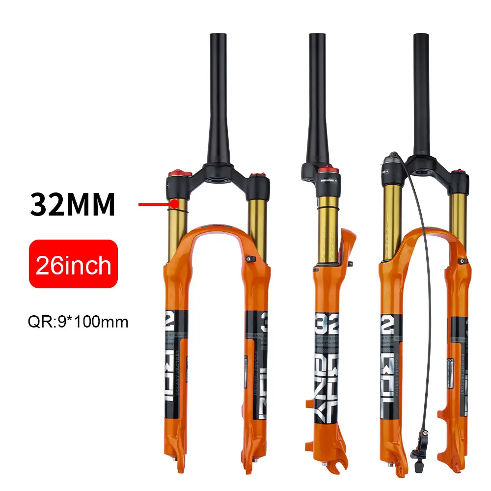 Bolany MTB Bicycle Fork Magnesium Alloy Air Suspension 26 27.5 29 Inch 32 HL RL100mm Bike Fork Lockout For Cycling Accessories