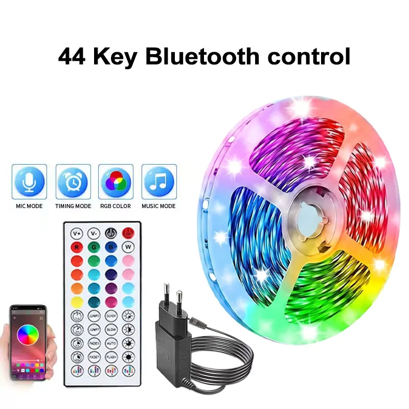 LED-Leuchten fürs Schlafzimmer, musiksynchrone, farbwechselnde RGB-LED-Streifen mit Fernbedienung und App-Steuerung, Bluetooth-LED-Streifen für Zimmer, Zuhause, Küche, TV-Hintergrundbeleuchtung,
