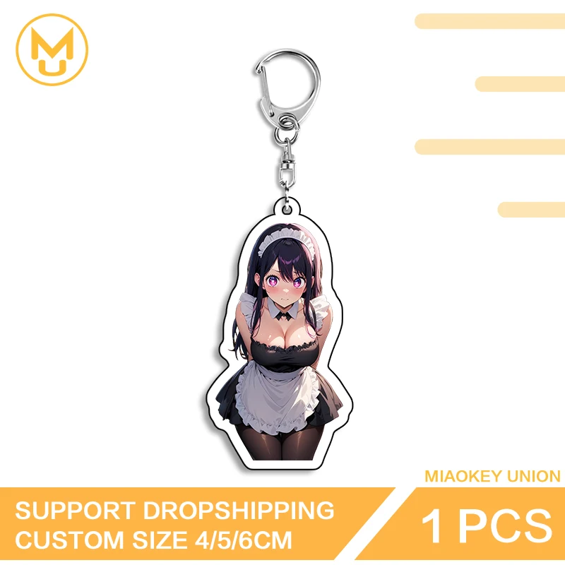 Super Big Boobs Hoshino Ai Vtuber Seductive Keyring Fancy Ingenious Creative Maid Uniform Accessories Suitable For Toys Hobbies