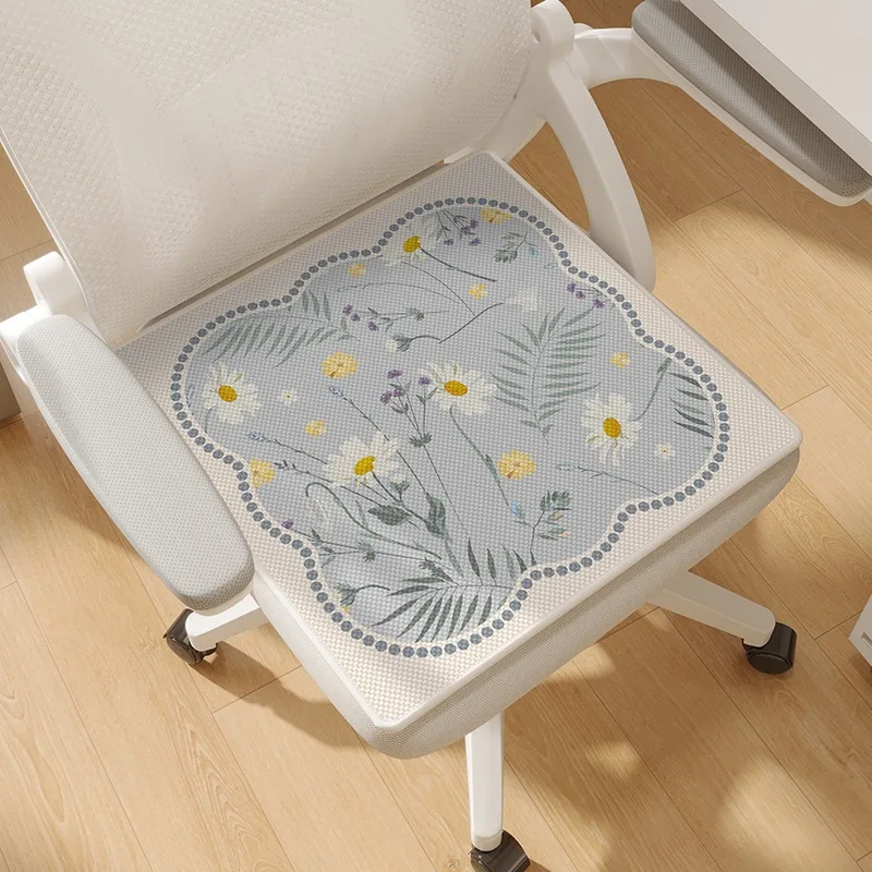 Simple ice silk seat cushion, breathable and non-slip seat cushion for work office, mat summer chair cushion 50*50cm