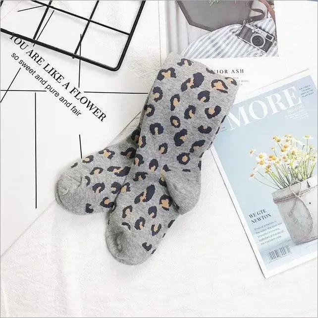 Girl Boy Socks Autumn Winter 2024 New Retro Baby Leopard Print Sweet Lovely Casual Simple Fashion Sweet Korean Active Vintage