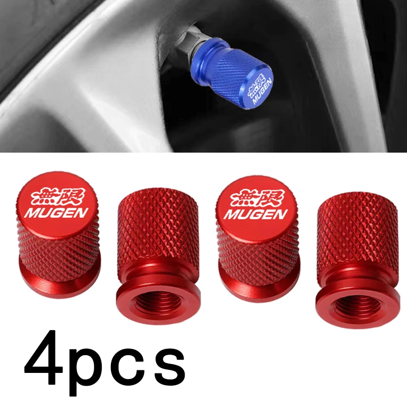 4Pcs Mugen Tire Wheel Valve Dust Caps Tyre Rim Stem Covers For Mugen Power Civic Accord CRV Hrv Jazz RAV4 Car Accessories