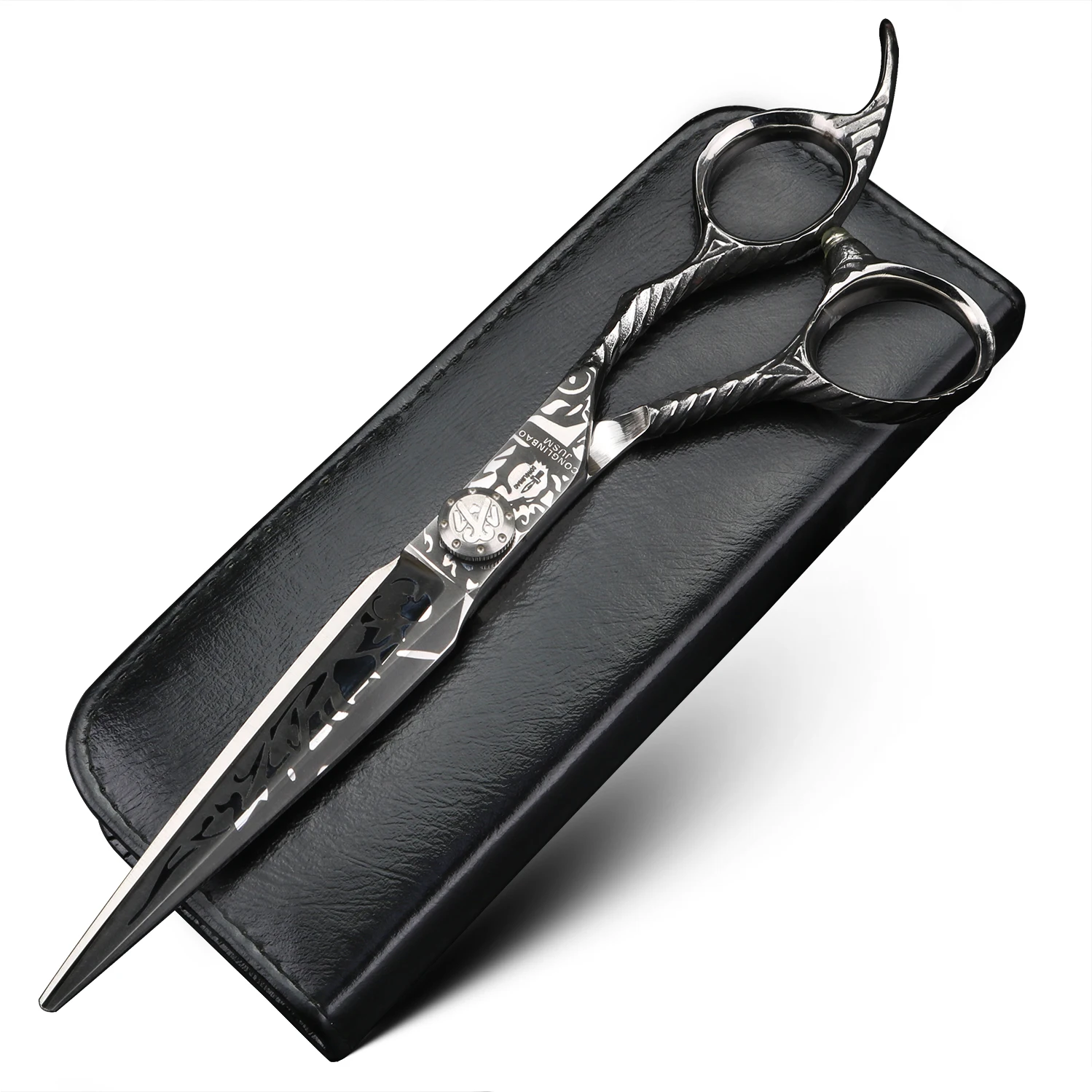 XUANFENG 7-inch laser pattern scissors, steel hairdresser cutting scissors and thinning scissors