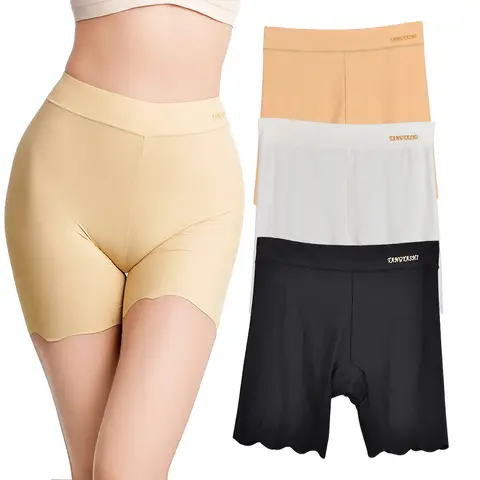 2pcs 원활한 안전 반바지 여자 얼음 실크 여름 안티 문지름 속옷 복서 스커트 팬티 빅 사이즈 짧은 레깅스 40-100kg
